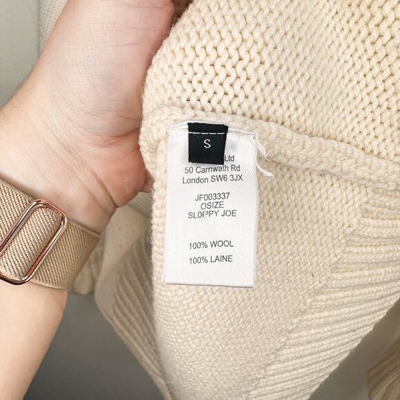 Joseph Chunky Knit Sloppy Joe Ivory Cream Wool Turtleneck Pullover Sweater Small - Picture 9 of 14